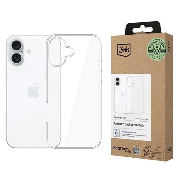 3mk ClearCase Eco tok iPhone 16 - átlátszó