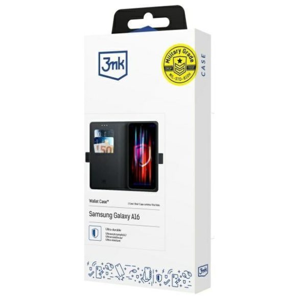 3mk Wallet kinyitható tok Samsung Galaxy A16 4G/5G - fekete