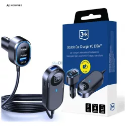   3MK dupla autós töltő 135W PD QC PPS 2xUSB-A 4xUSB-C - szürke
