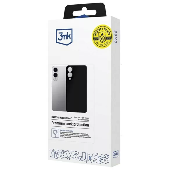 3MK Hardy MagSilicone tok Samsung Galaxy S25 Edge fekete színben