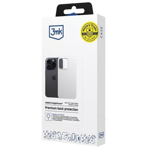 3MK Hardy MagSilicone tok Apple iPhone 13 Pro Max ezüst színű tokhoz