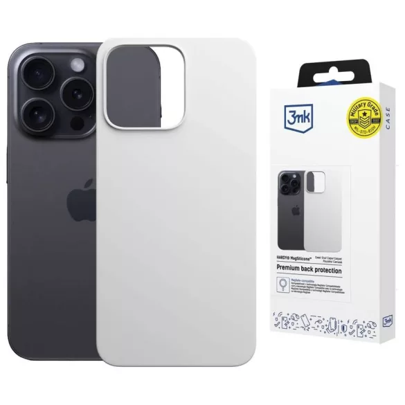 3MK Hardy MagSilicone tok Apple iPhone 15 Pro ezüst színű készülékhez