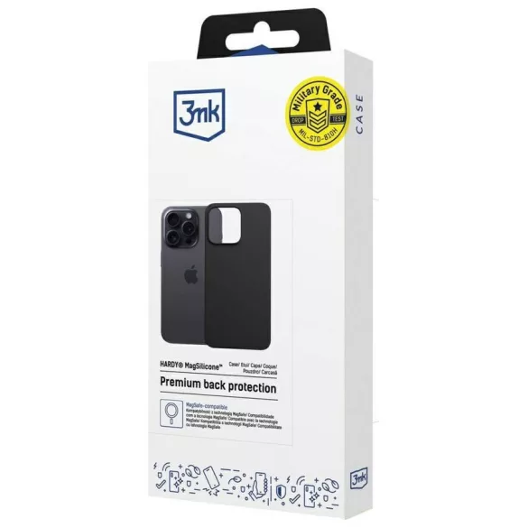 3MK Hardy MagSilicone tok Apple iPhone 13 Pro Max fekete színhez