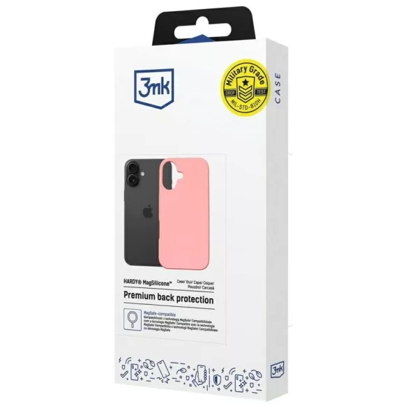 3MK Hardy MagSilicone tok Apple iPhone 16 rózsaszínhez