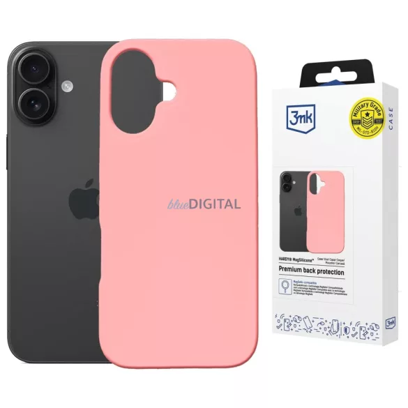 3MK Hardy MagSilicone tok Apple iPhone 16 Plus rózsaszínű készülékhez