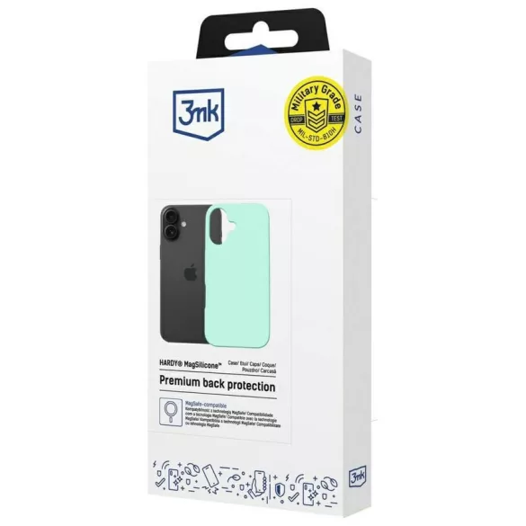3MK Hardy MagSilicone Case for Apple iPhone 16 Tenger kék