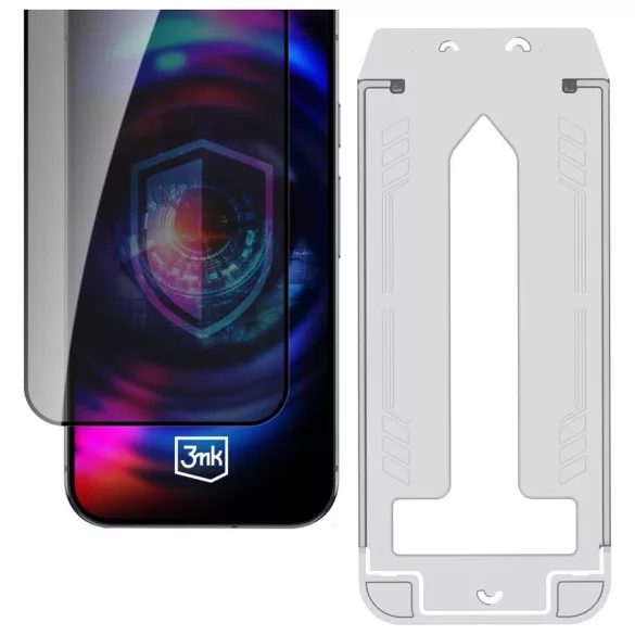 3MK HardGlass Max adatvédelmi üveg applikátorral Apple iPhone 15 Plus/16 Plus készülékhez