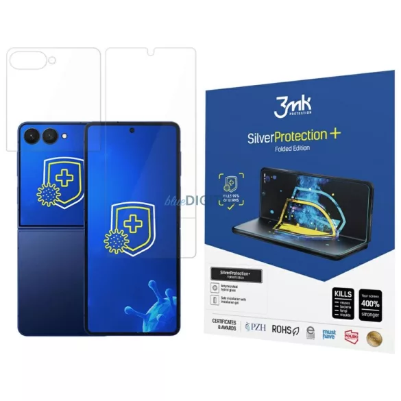 3MK SilverProtect+ antimikrobiális fólia    Folded Edition, nedves felragasztású, Samsung Galaxy Z Flip7