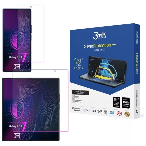 3MK SilverProtection+ antimikrobiális fólia a Samsung Galaxy Z Fold 7 hajtogatott kiadásához