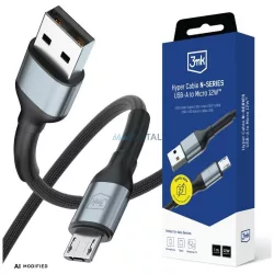   3MK Hyper Cable N-SERIES USB-A - MicroUSB kábel 1m QC 3.0 5V/2.4A 12W - fekete
