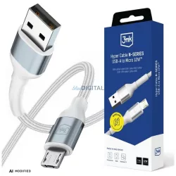   3MK Hyper Cable N-SERIES USB-A - MicroUSB kábel 1m QC 3.0 5V/2.4A 12W - fehér