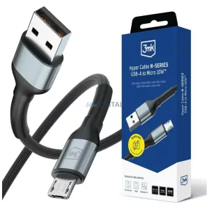 3MK Hyper Cable N-SERIES USB-A - MicroUSB kábel QC 3.0 5V/2A 10W - fekete
