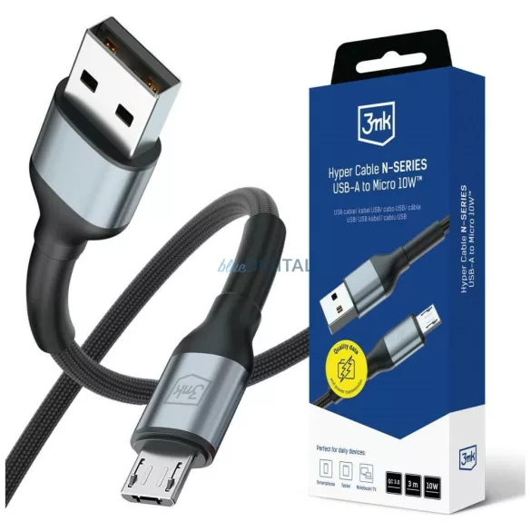 3MK Hyper Cable N-SERIES USB-A - MicroUSB kábel QC 3.0 5V/2A 10W - fekete
