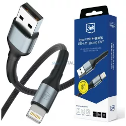   3MK Hyper Cable N-SERIES USB-A - Lightning kábel 2m QC 3.0 5V/2.4A 12W - fekete