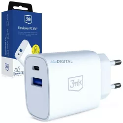   3MK FlowPower fali töltő USB-A + USB-C 30W PD 3.0 QC4+ - fehér