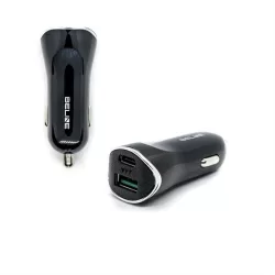   Beline autós töltő 1xUSB-A és 1xUSB-C csatlakozóval 5A 30W fekete