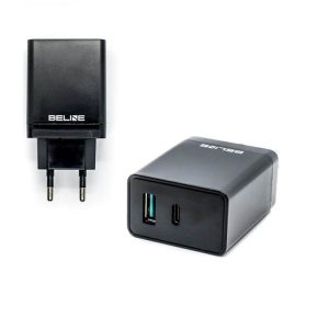 Beline hálózati töltő 1xUSB-A és 1xUSB-C csatlakozóval 5A 18W fekete