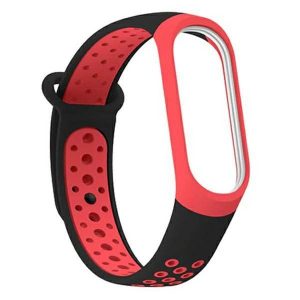 Beline óraszíj Mi Band 3/4 design fekete / piros