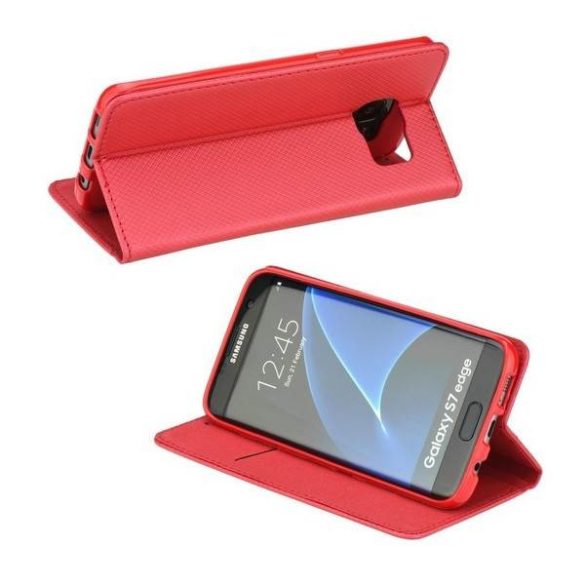 Tok Smart mágneses könyvtok Samsung S21 piros tok