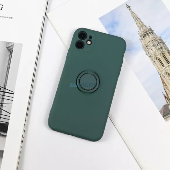 Beline Tok szilikon iPhone 12 Pro Max zöld tok gyűrűvel