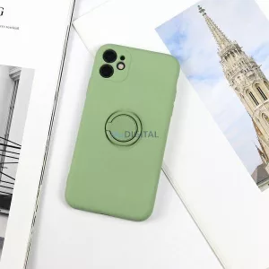 Beline Tok szilikon iPhone 12 Pro Max zöld tok gyűrűvel