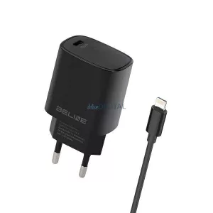 Beline töltő 1x USB-C 20 W + Lightning-kábel, fekete, PD 3.0, BLNCB20L
