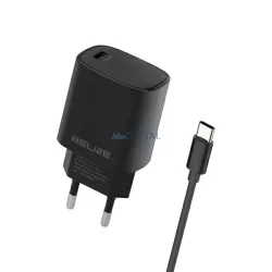  Beline töltő 1x USB-C 20 W + USB-C kábel, fekete, PD 3.0 BLNCB20C