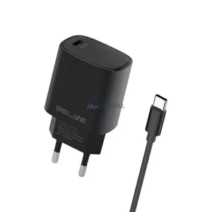 Beline töltő 1x USB-C 20 W + USB-C kábel, fekete, PD 3.0 BLNCB20C