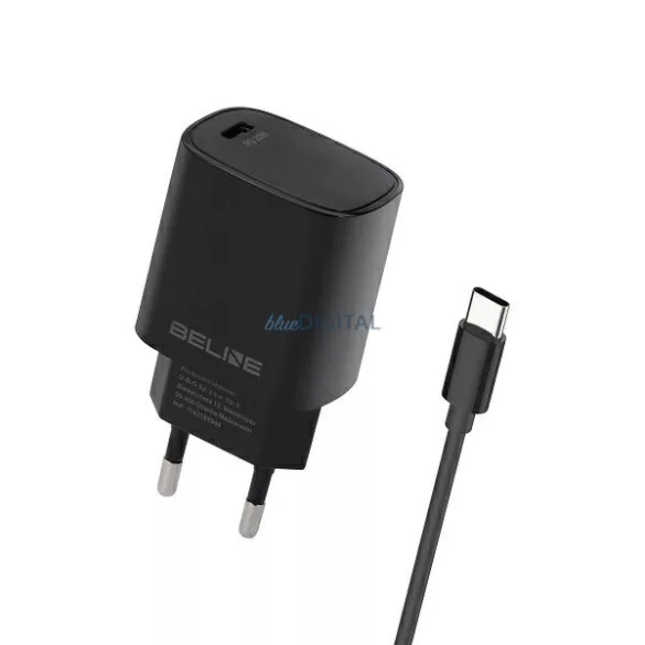 Beline töltő 1x USB-C 20 W + USB-C kábel, fekete, PD 3.0 BLNCB20C