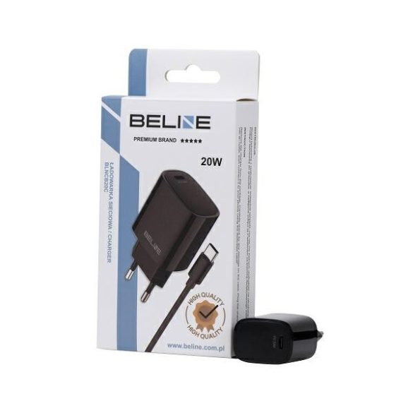 Beline BLNCB20C hálózati töltő 1xUSB-C csatlakozóval és Type-C - Type-C kábellel 20W fekete