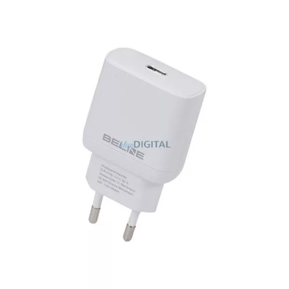 Beline töltő, 1x USB-C, 25 W, fehér (csak a fejrész), PD 3.0, BLNCW25, GaN