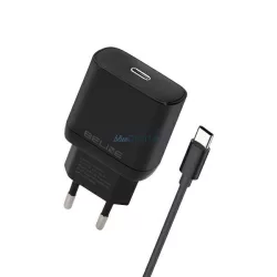   Beline töltő 1x USB-C 25 W + USB-C kábel, fekete, PD 3.0, BLNCB25C, GaN