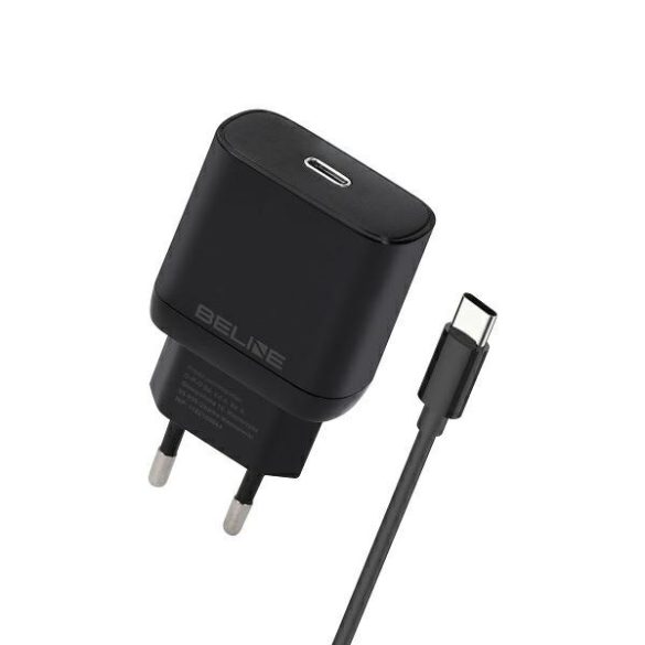 Beline BLNCB25C hálózati töltő 1xUSB-C csatlakozóval és Type-C - Type-C kábellel 25W GaN fekete