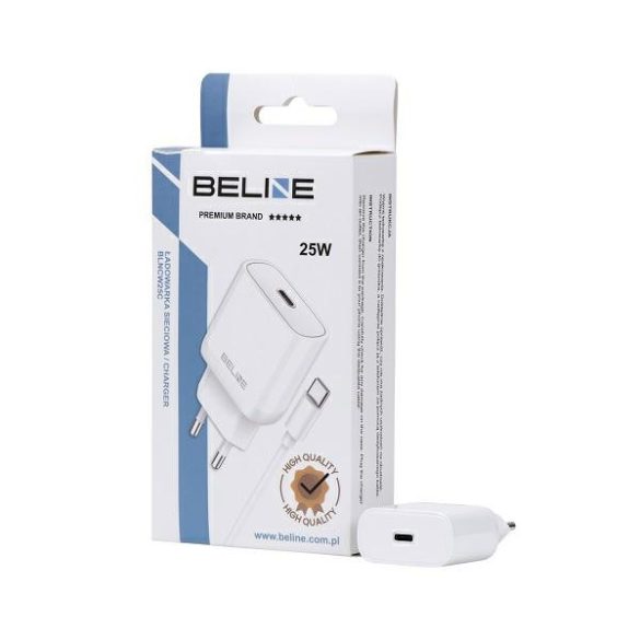 Beline BLNCW25C hálózati töltő 1xUSB-C csatlakozóval és Type-C - Type-C kábellel 25W GaN fehér