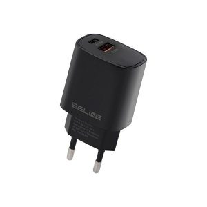 Beline BLN2CB30 hálózati töltő 1xUSB-A és 1xUSB-C csatlakozóval 30W GaN fekete