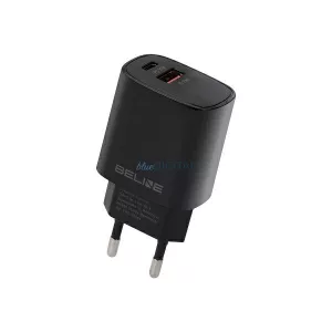 Beline Ład. hálózat. 1x USB-C + 1x USB 30 W, fekete (csak a fej) PD 3.0 + QC 3.0 BLN2CB30 GaN
