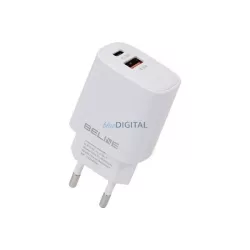   Beline töltő 1x USB-C + 1x USB 30 W, fehér (csak a fej) PD 3.0 + QC 3.0 BLN2CW30 GaN