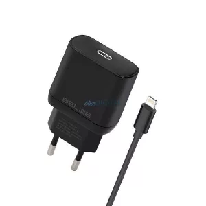 Beline töltő 1x USB-C 30 W + Lightning-kábel, fekete, PD 3.0, BLNCB30L, GaN