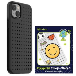 Etui Pinit Dynamic + Emoji Pin iPhone 14 / 15 / 13 6.1" fekete minta 1 tok