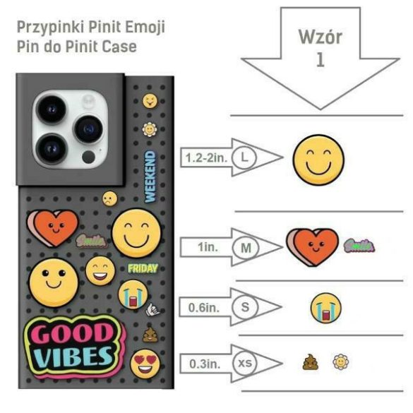 Etui Pinit Dynamic + Emoji Pin iPhone 14 / 15 / 13 6.1" fekete minta 1 tok