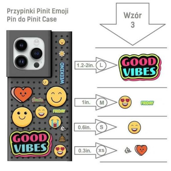 Etui Pinit dinamikus + Emoji Pin iPhone 14 / 15 / 13 6.1" fekete minta 3 tok