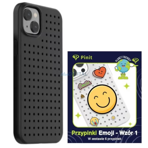 Etui Pinit Dynamic + Emoji Pin iPhone 14 Plus 6.7" fekete minta 1 tok