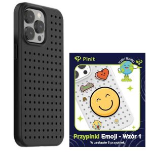 Zestaw Etui Pinit Dinamikus + Emoji Pin iPhone 14 Pro 6.1" fekete minta 1 tok