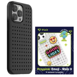   Zestaw Etui Pinit Dynamic + Emoji Pin iPhone 14 Pro Max 6.7" fekete minta 3 tok