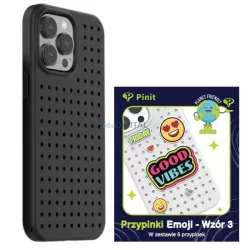   Zestaw Etui Pinit Dynamic + Emoji Pin iPhone 14 Pro Max 6.7" fekete minta 3 tok