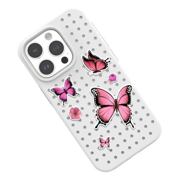 Etui Pinit Dinamikus + Virág / Pillangó Pin iPhone 14 / 15 / 13 6.1" fekete minta 1 tok