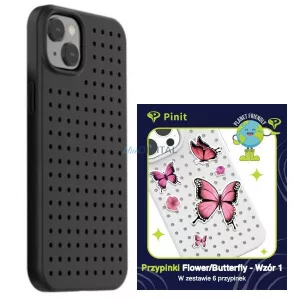 Etui Pinit Dinamikus + Virág / Pillangó Pin iPhone 14 Plus 6.7" fekete minta 1 tok
