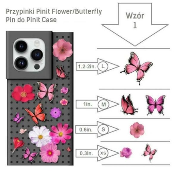 Etui Pinit Dinamikus + Virág / Pillangó Pin iPhone 14 Plus / 15 Plus 6.7" fekete minta 1 tok