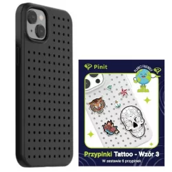   Etui Pinit Dynamic + Tattoo Pin iPhone 14 6.1" fekete minta 3 tok