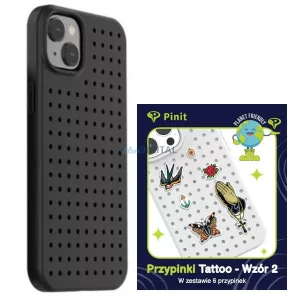 Etui Pinit Dynamic + Tattoo Pin iPhone 14 Plus 6.7" fekete minta 2 tok